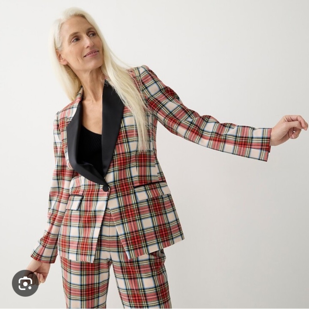 J. Crew Women's Red Plaid Willa Blazer
